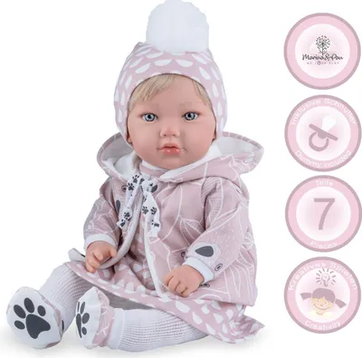 Puppe Alina Mädchen 45 cm mit Haare Schlafaugen & Schnuller Puppenkleidung Spielzeug Geschenk