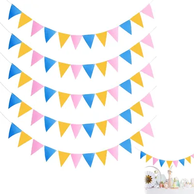 Filz-Wimpelkette 2,5 m, 5 Stück, Macaronfarben, wasserfest, DIY