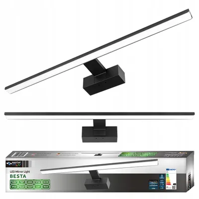 Zdjęcie produktu dla MasterLED Lampa lustrzana LED 60 cm czarna 15 W neutralna biel IP44 Lampa lustrzana do łazienki Lampa szafkowa Lampa nakładana Montaż zaciskowy