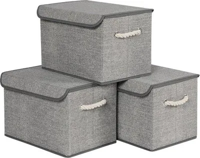 Produktbild von Famanu Aufbewahrungsboxen Set 3 Stück mit Deckel - 38 x 25,5 x 16 cm