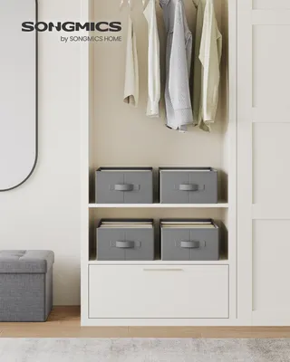 Produktbild von SONGMICS Kleiderschrank-Organizer 4er Set, Aufbewahrungsbox 6 Fächer, Schubladen-Ordnungssystem, Ordnungsboxen faltbar, 42 x 30 x 17 cm, für Hosen