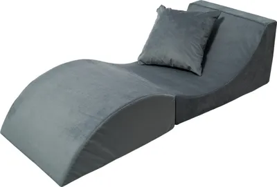 Zdjęcie produktu dla Fotel Relakacyjny 3 W Jednym: Sofa, Pufa, Stolik (Kolor: Szary)