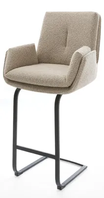 Produktbild von DELIFE Barstuhl Clea-Flex Bouclé Schlamm Freischwinger Flach Metall Schwarz