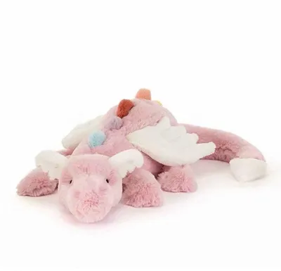 Produktbild von Drachen Kuscheltier 50cm – Plüsch Drache Kissen – Hellrosa