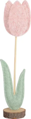 Produktbild von Dekoblume Tulpe 8x35cm mit Holzsockel Rosa / Mintgrün