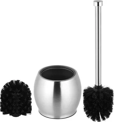 Produktbild von Toiletborstel mit Halter, inklusive Ersatzborstel, aus Edelstahl 304, schwarz.