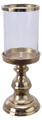 Produktbild von Kerzenhalter Kerzenleuchter Kerzenständer Alu Glas gold Ø 12,5 x 32 cm