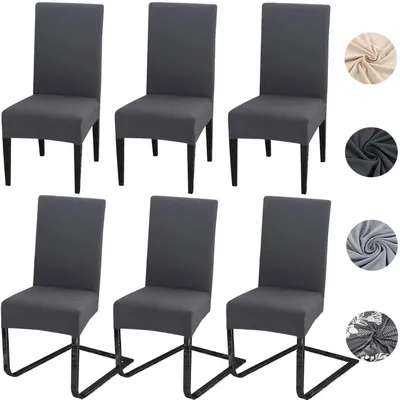 Produktbild von Stuhlhussen 6er Set, abnehmbar, waschbar, Elasthan, Anthrazit