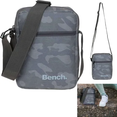 Produktbild von Tasche Herren Damen Umhängetasche Schultertasche Bench Cross Body Bag Medium Größe Handtasche Umhänger klein 64153-5900 Army Camouflage Grey + Schlüsseletui bagboom®