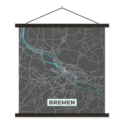 Produktbild von MuchoWow® Textilposter Deutschland - Blau - Bremen - Stadtplan - Karte 40x40 cm mit schwarzem Rahmen - Fotos