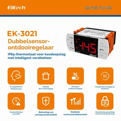 Temperaturregler Touchscreen, 2 Sensoren, Heizen/Kühlen/Abtauen, 220V