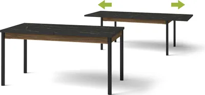 Produktbild von Hochbein Klapptisch Tisch PRESTIGO 160 bis 240 cm Schwarze Marmorplatte + Nussbaum