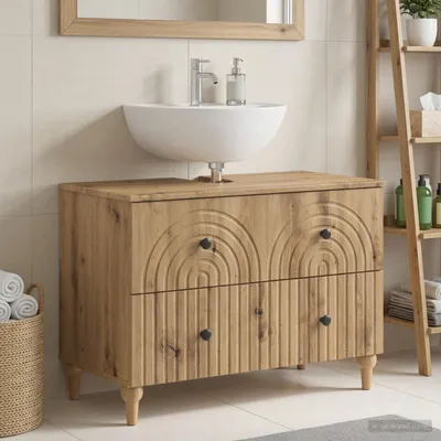 Immagine prodotto di Maison Exclusive - Mobile lavabo ALKMAAR, legno effetto rovere artigianale, 82 x 41 x 59 cm