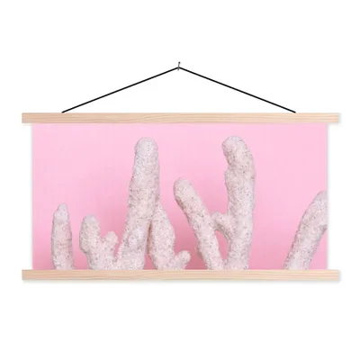 Produktbild von MuchoWow® Textilposter Koralle - Rosa - Sommer 60x30 cm mit holzfarbenen Rahmen - Dekoration