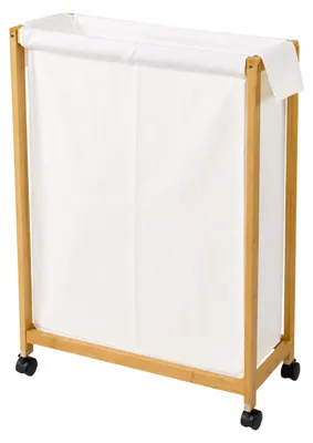 Zdjęcie produktu dla Kosz na pranie bambusowy na kółkach, 55 x 28 x 80 cm