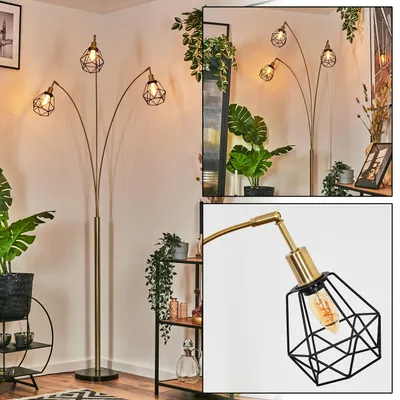 Produktbild von Campo Stehlampe mit Marmorfuß aus Metall in Schwarz/Messing gebürstet/Kupfer