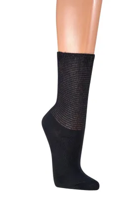 Produktbild von 2 Paar Diabetikersocken 80% Bio Baumwolle EXTRA-BREIT Netzbund Diabetes Strümpfe Gr. 39/42 schwarz