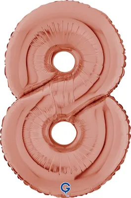 Immagine prodotto di Numero gigante palloncino in foil 26"/66 cm | Numero oro rosa: 8