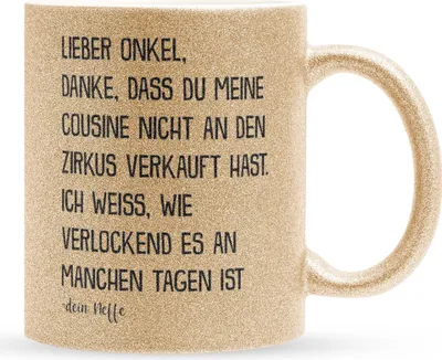 Produktbild von 22Feels Glitzertasse Gold Bester Onkel Geschenk von Neffe Geburtstag Weihnachten Kaffeetasse Männer Lustig Haferl Vatertag Herrentag Geschenkidee Bürotasse