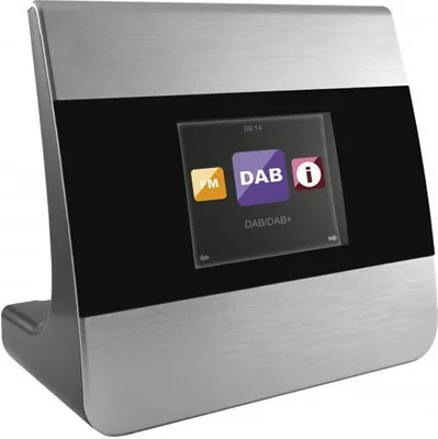 A digital radio with a screen displaying options.