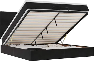Produktbild von vidaXL Ottoman-Bett mit Matratzen & LEDs Schwarz 200x200 cm Samt