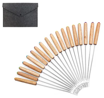 Fonduevorken 18er Set, Edelstahl, 24 cm, Holzgriff
