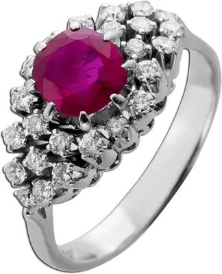 Produktbild von Rubin Ring Weißgold 750 18K Burma Rubin 2.2ct. Brillanten 0.70ct 19