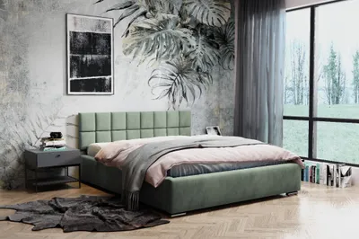 Obrázek produktu pro ADIDAR Ida čalouněná postel 180x200 cm manželská postel kovová - dřevěný rám s hydraulickým podstavcem a lamelovým roštem, exkluzivní design (Mint - Magic Velvet 2252)