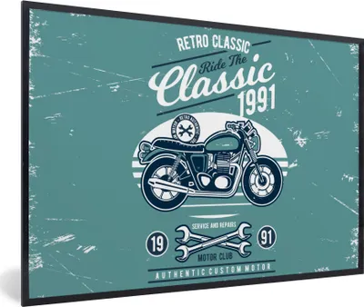 Produktbild von MuchoWow® MuchoWow® Gerahmtes Poster Motorrad - Werkzeuge - Retro 90x60 cm - Poster mit zchwarzem Bilderrahmen - Fotorahmen - Foto-Plakat