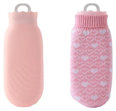 Obrázek produktu pro Ohřívací láhev 550 ml - Silikonová s potahem - Teplá růžová barva
