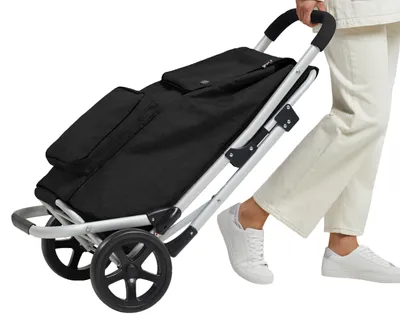Einkaufstrolley mit Sitz, Aluminium, Schwarz, 50 l
