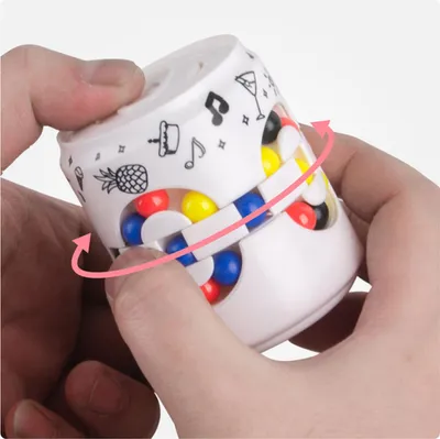 Obrázek produktu pro Rotující plechovky, fazole, odbourávání stresu, spinner, puzzle, hračka, vzdělávací, smyslová, pro děti, bílá