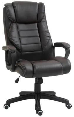 Productafbeelding van Bureaustoel met massagefunctie, in hoogte verstelbare directiestoel, ergonomische draaistoel, 6 vibratiepunten, bruin