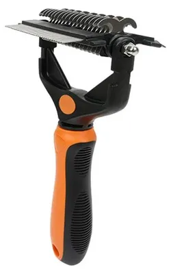 Image de Brosse démêlante, en acier inoxydable, adaptée aux chiens et aux chats, de couleur orange
