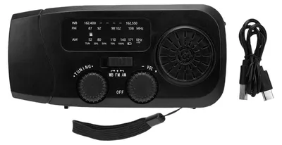 Productafbeelding van Noodradio Solar Handcrank - Draagbare Radio - IPX3 Waterdicht - LED Zaklamp - 2000mAh Accu - Geschikt voor Kamperen - Weeradio