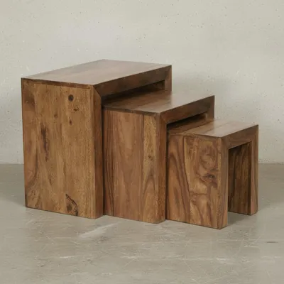 Satztisch Set_ 3-teilig_ Massivholz_ platzsparend_ handgefertigt_ 45x50x30 cm_ 37_5x37_5x28 cm_ 30x25x25 cm - KADIMA DESIGN_Farbe_ Braun_ Größe_ 50x30x50 cm_#sku_BARWL1.205#