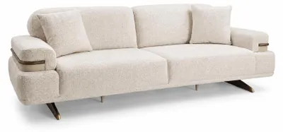 Obrázek produktu pro Třísedová pohovka, moderní styl, béžová barva, pohodlná, kovové nohy, minimalistický design