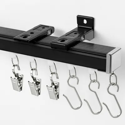Vorhangleiste 183–274 cm, Decken- & Wandmontage, schwarz