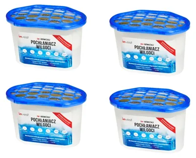 Zdjęcie produktu dla 4x Pochłaniacz wilgoci, osuszacz powietrza do łazienki, kuchni, samochodu, Stop wilgoci pleśni, morski, skutecznie wchłania wilgoć z otoczenia, 4x 230