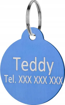 Immagine prodotto di Targhetta per collare con nome per cani e gatti blu