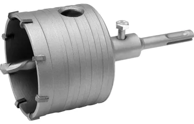 Produktbild von Bohrkrone 65 mm mit TCT-Hartmetallzähnen SDS PLUS-Schaft und 6 mm Zentrierbohrer