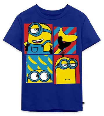 Produktbild von Spreadshirt Minions Stuart Bob Kevin Humor Despicable Me Kinder Premium T-Shirt, 134/140 (8 Jahre), Royalblau