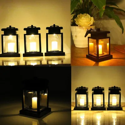 Obrázek produktu pro 8 kusů LED závěsná solární lucerna se svíčkou blikající solární lampa zahradní dekorace světla pro venkovní zahradní dekorace