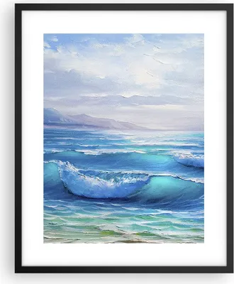 Produktbild von Gerahmtes Poster - Schwarzer Rahmen - Meer Welle Möwe - 40x50 cm - Wand Bild - Wanddeko - Wandbilder - Kunstposter - Wandposter - Bilderrahmen - Bilder - Kunstdruck - Wandbild - P2BPA40x50-4033