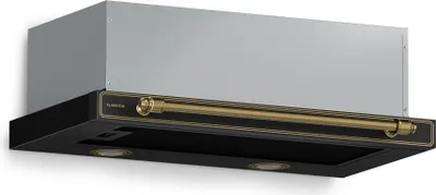 Zdjęcie produktu dla Maska kuchenna Klarstein Victoria, podszafkowa 60 cm w stylu retro, 358 m³/h, efektywność energetyczna A++, oświetlenie LED, wysuwana, aluminium i filtr z węglem aktywnym, cicha, czarna