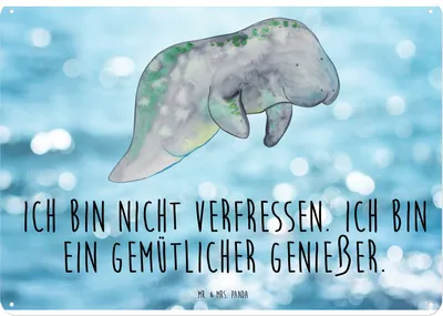 Produktbild von Mr. & Mrs. Panda Schild Seekuh Chillen DIN A4 - Oceanblue - Geschenk, Türschild, Blechschild, Wandbild, Meer, Süßigkeiten, Diät, Abnehmen, wandtafel, Essen, Zucker, tafel
