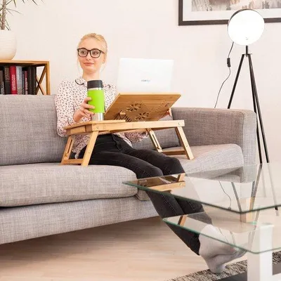 Produktbild von Famanu Laptop-Tisch für Bett - Höhenverstellbar, aus Bambus