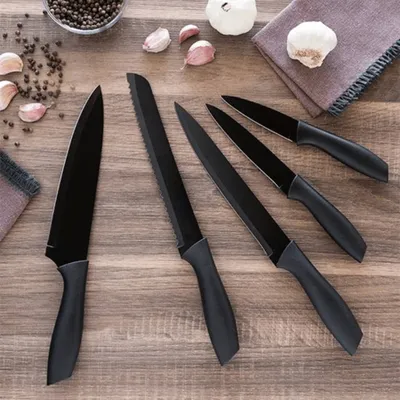 Produktbild von Excellent Houseware 5-tlg. Küchenmesser-Set Stahl Schwarz