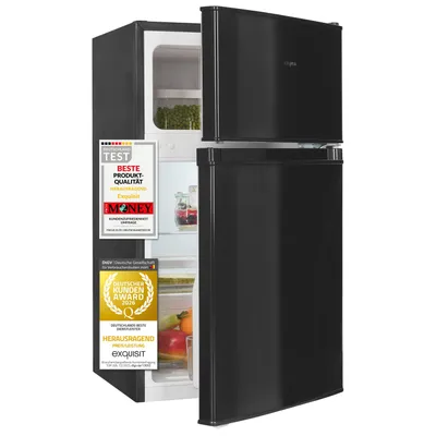 Produktbild von Exquisit Kühl-Gefrierkombination 85 l | 4-Gefrierfach 24 l | kompakt 47,5 cm breit | elektronische Temperaturregelung | KGC90-30-E-040EschwarzPV