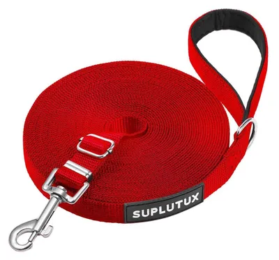 Produktbild von Schleppleine für Hunde, Verstellbare Laufleine mit Gepolstertem Griff, Rot, 25m
